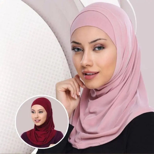 Tvådelad hijabsjal i bomull islamtrend