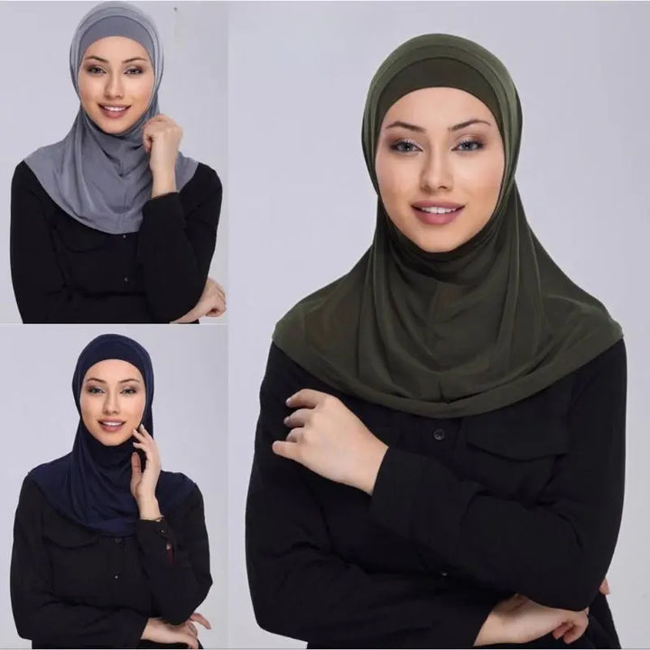 Tvådelad hijabsjal i bomull islamtrend